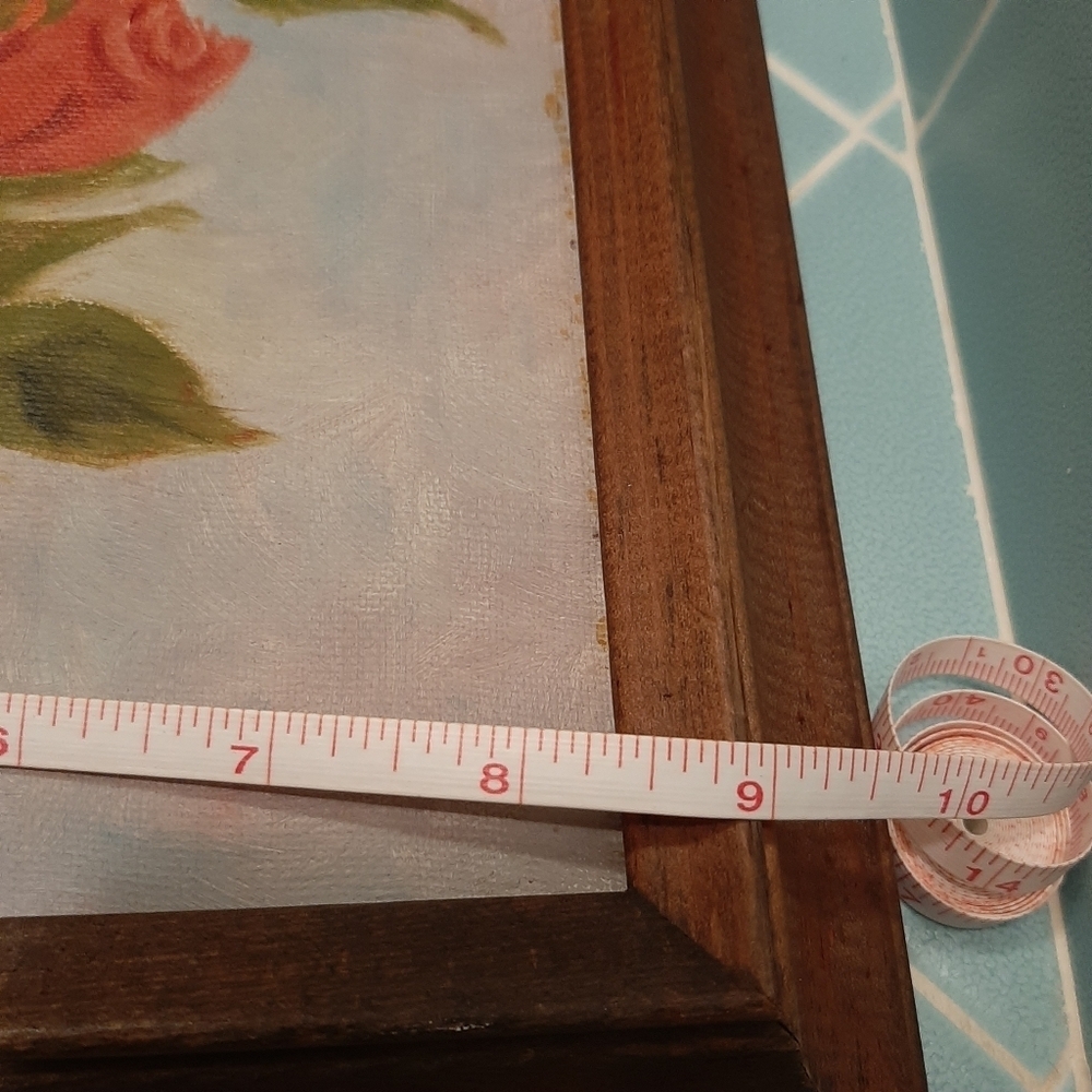 VTG SIGNED HAND PAINTED ROSE ON CANVAS. - Picture 8 of 14